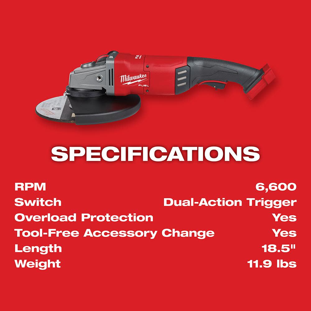 Milwaukee M18 FUEL 7 in. / 9 in. Large Angle Grinder Kit - Ascmtools