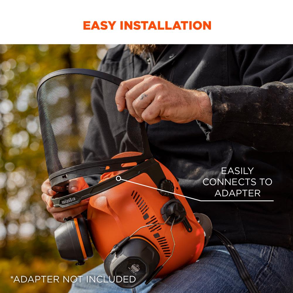 Ergodyne Black Mesh Face Shield Replacement for Hard Hat & Safety Helmet - Ascmtools