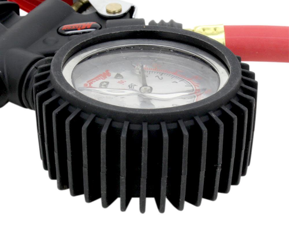 Milton 573A Pro Analog Pistol Grip Inflator Gauge – 36″ Hose and Ball Chuck with Clip – 230 PSI - Ascmtools