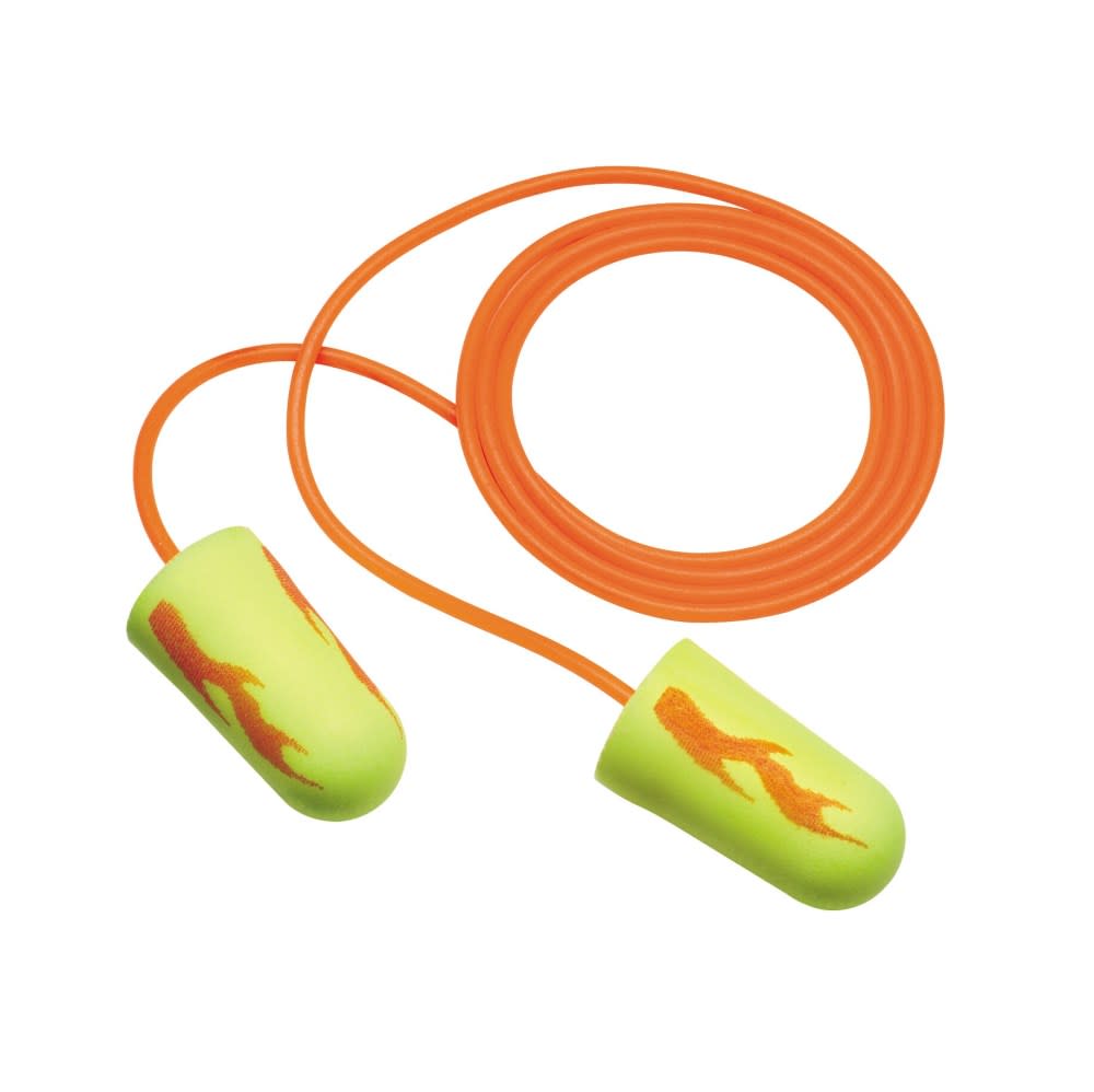 3M E-A-Rsoft Yellow Neon Blasts Earplugs 311-1252 Corded 200pk - Ascmtools