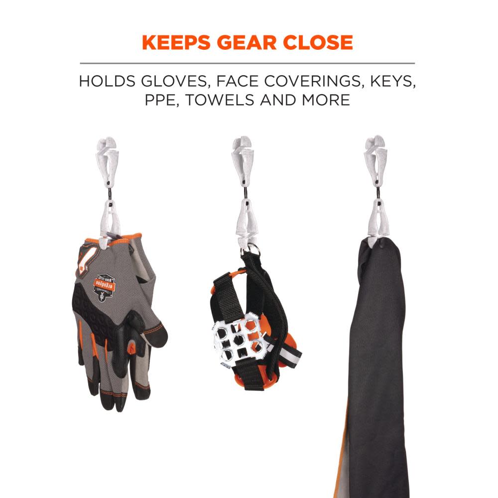 Ergodyne Squids 3420-BULK Swivel Glove Clip Holder Dual Clips Granite 100pk - Ascmtools