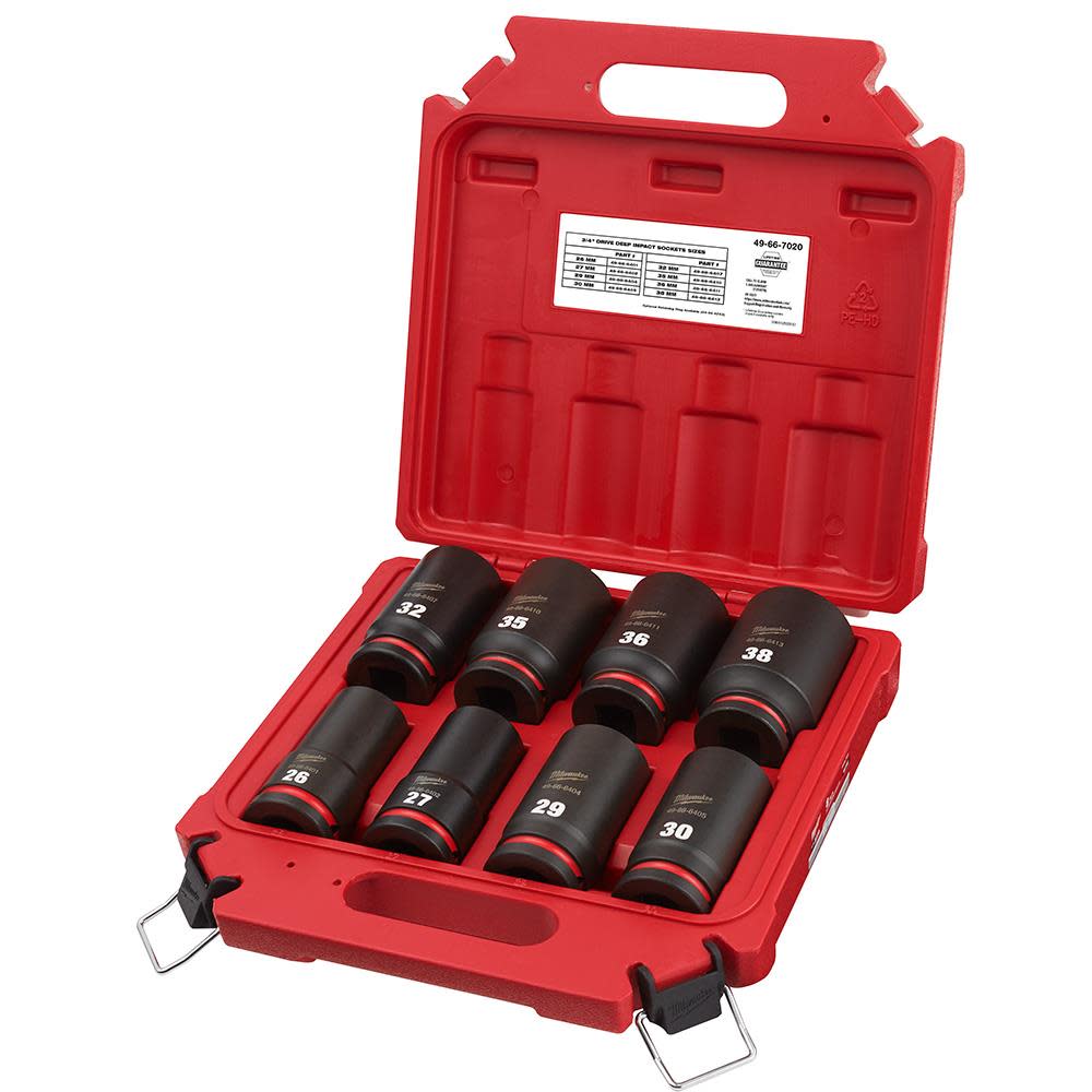 Milwaukee Impact Socket 3/4″ Drive Metric 6 Point 8pc - Ascmtools