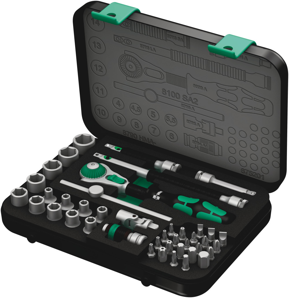 Wera Tools 42pc 1/4″ Drive 8100 SA 2 Zyklop Speed Ratchet Set - Ascmtools