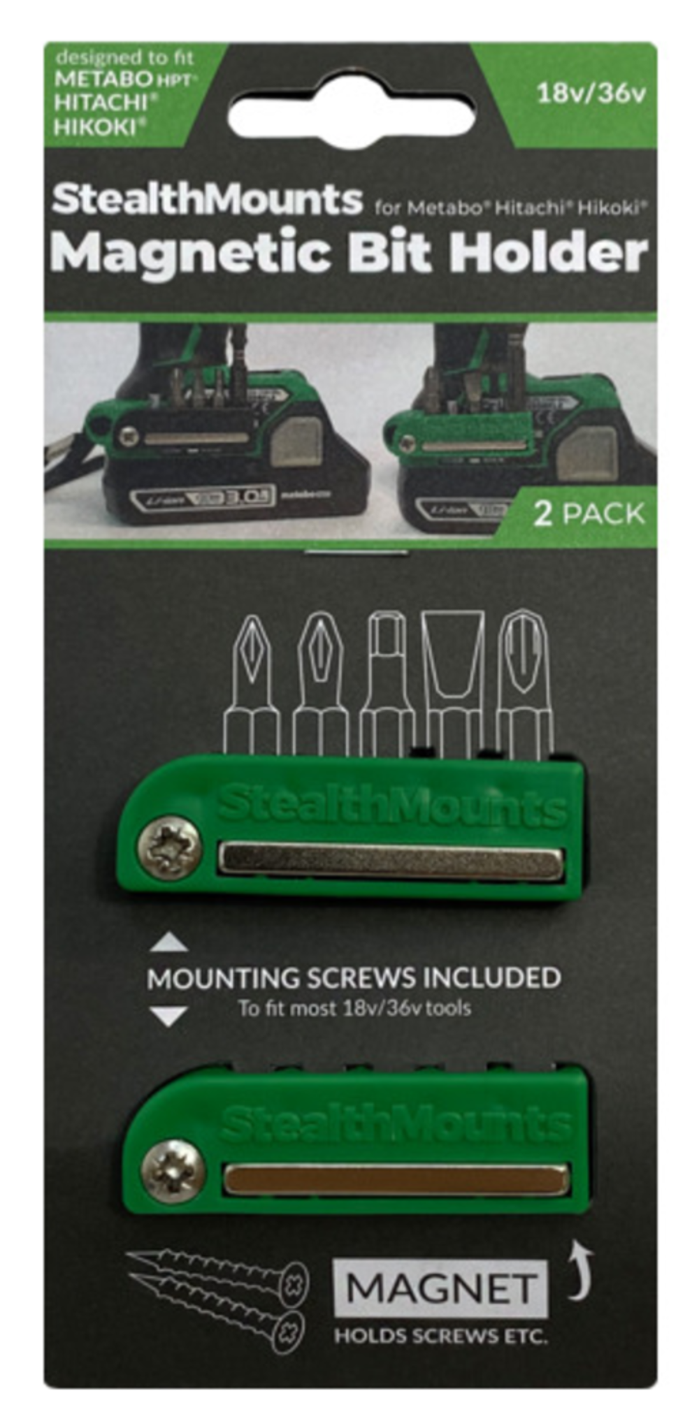 Stealthmounts BLACK Bit Holder for Metabo HPT 2pk - Ascmtools