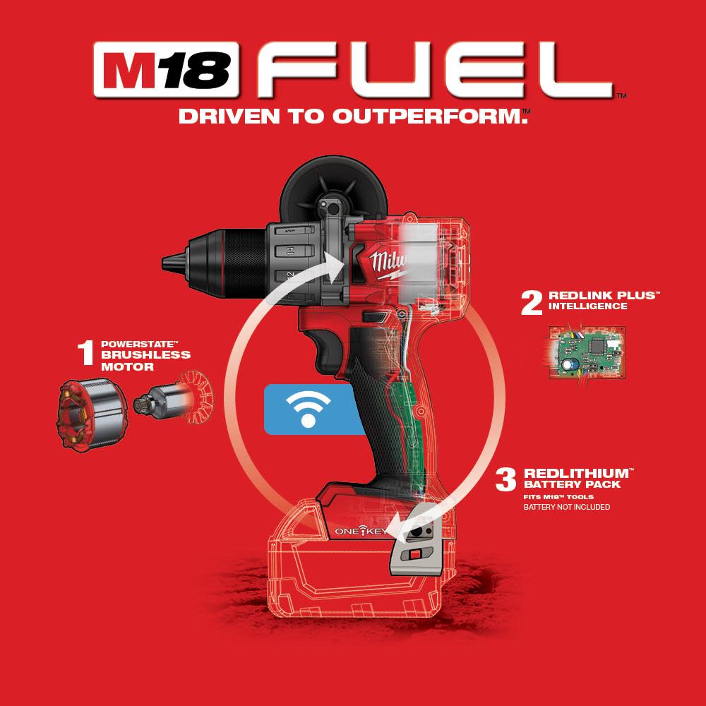 Milwaukee M18 FUEL 1/2 in. Hammer Drill with One Key - Ascmtools