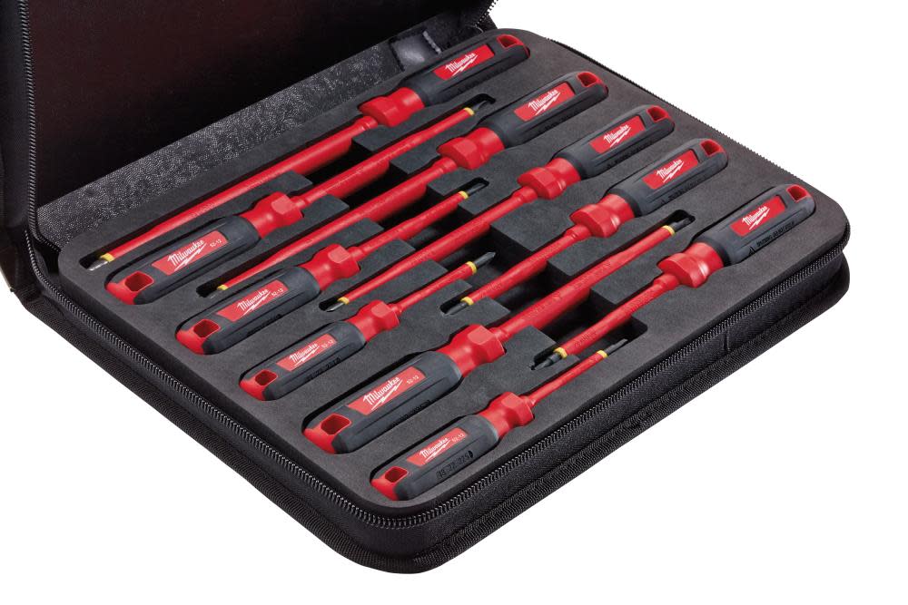 Milwaukee 10 pc. 1000V Insulated Screwdriver Set with EVA Foam Case - Ascmtools