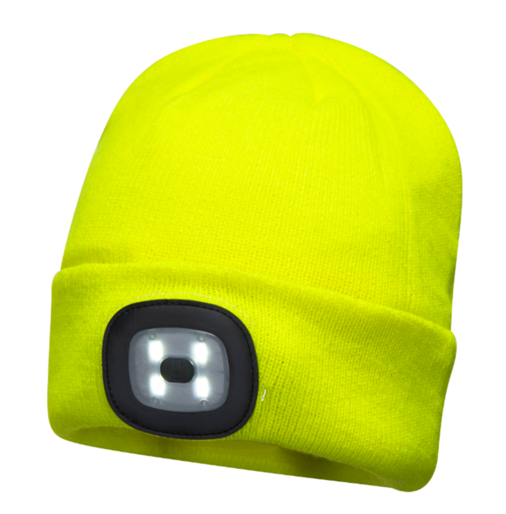 Portwest Yellow Rechargeable LED Beanie - Ascmtools
