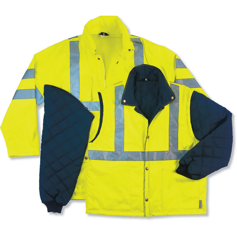 Ergodyne GloWear 8385 Class 3 4-in-1 Jacket Large Lime - Ascmtools