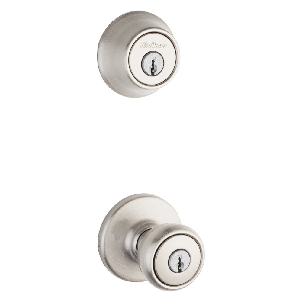 Kwikset Satin Nickel Tylo Door Knob & Single Cylinder Deadbolt Set - Ascmtools
