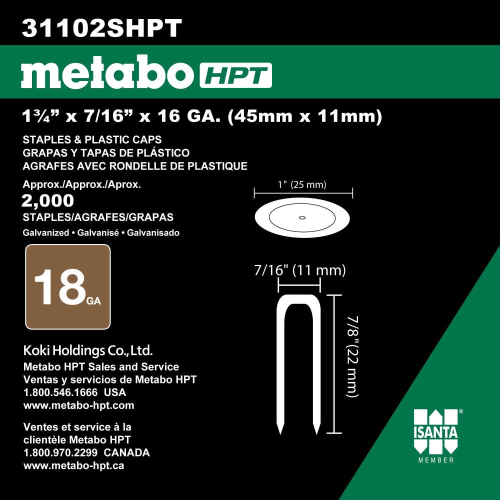 Metabo HPT 7/8″ 18 Gauge Staples and Plastic Caps - Ascmtools