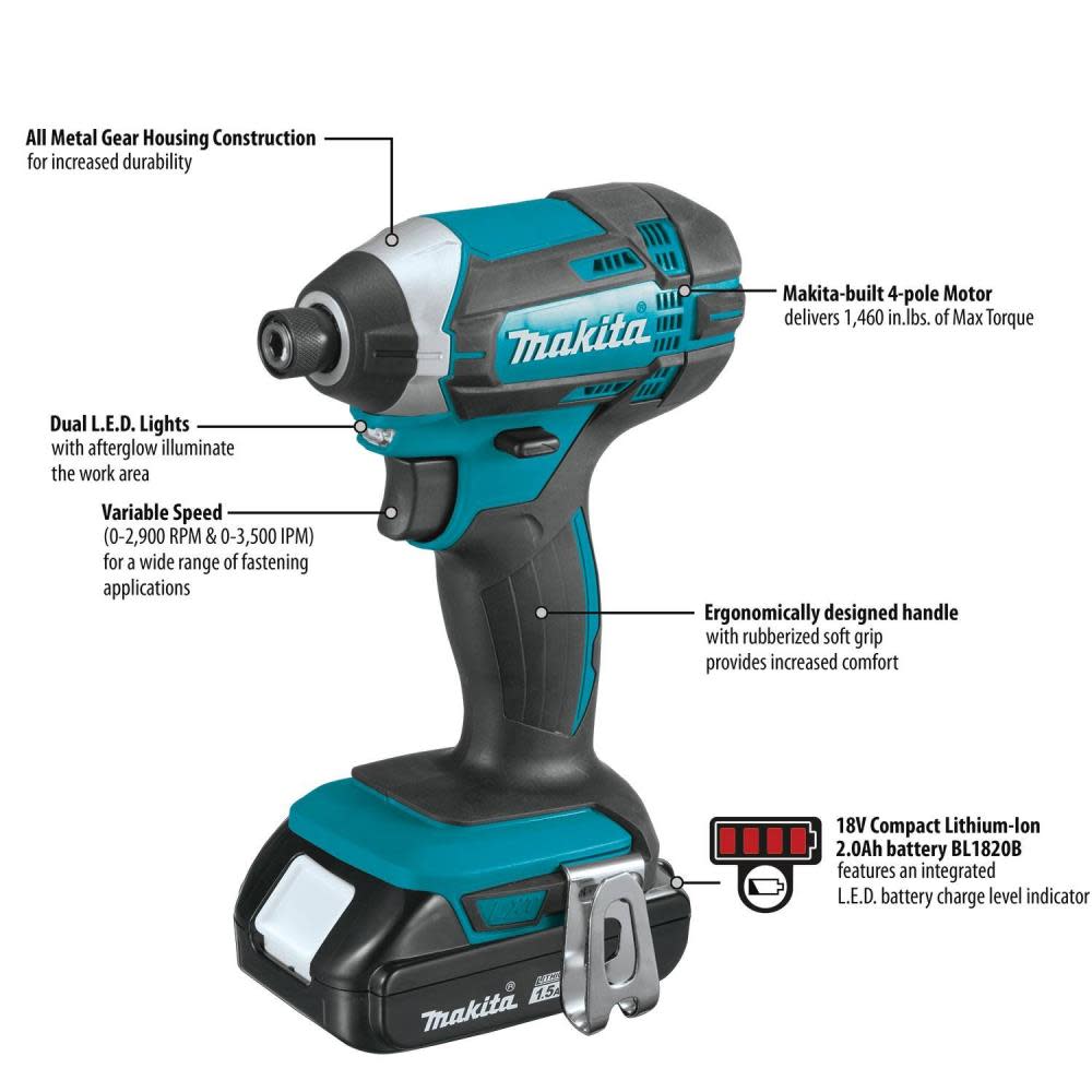 Makita 18V LXT Lithium-Ion Compact Cordless Impact Driver Kit (1.5Ah) - Ascmtools