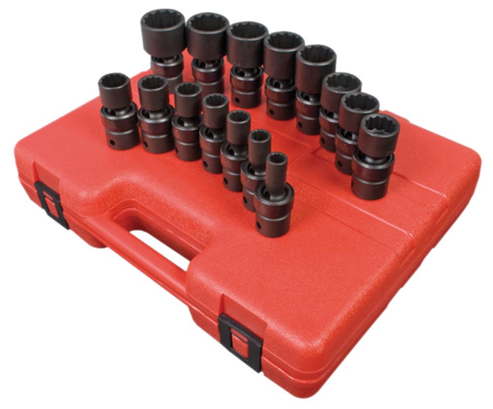 Sunex 15 pc. 1/2 In. Drive 12 Pt. SAE Universal Impact Socket Set - Ascmtools
