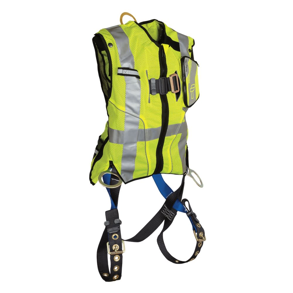 Falltech Hi Visibility Lime Vest with Harness 2X/3X - Ascmtools