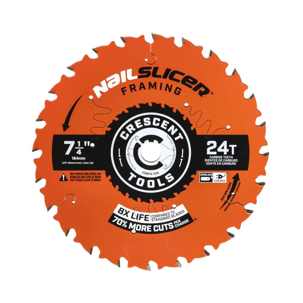 Crescent NailSlicer Framing Circular Saw Blade 7 1/4″ 24T - Ascmtools