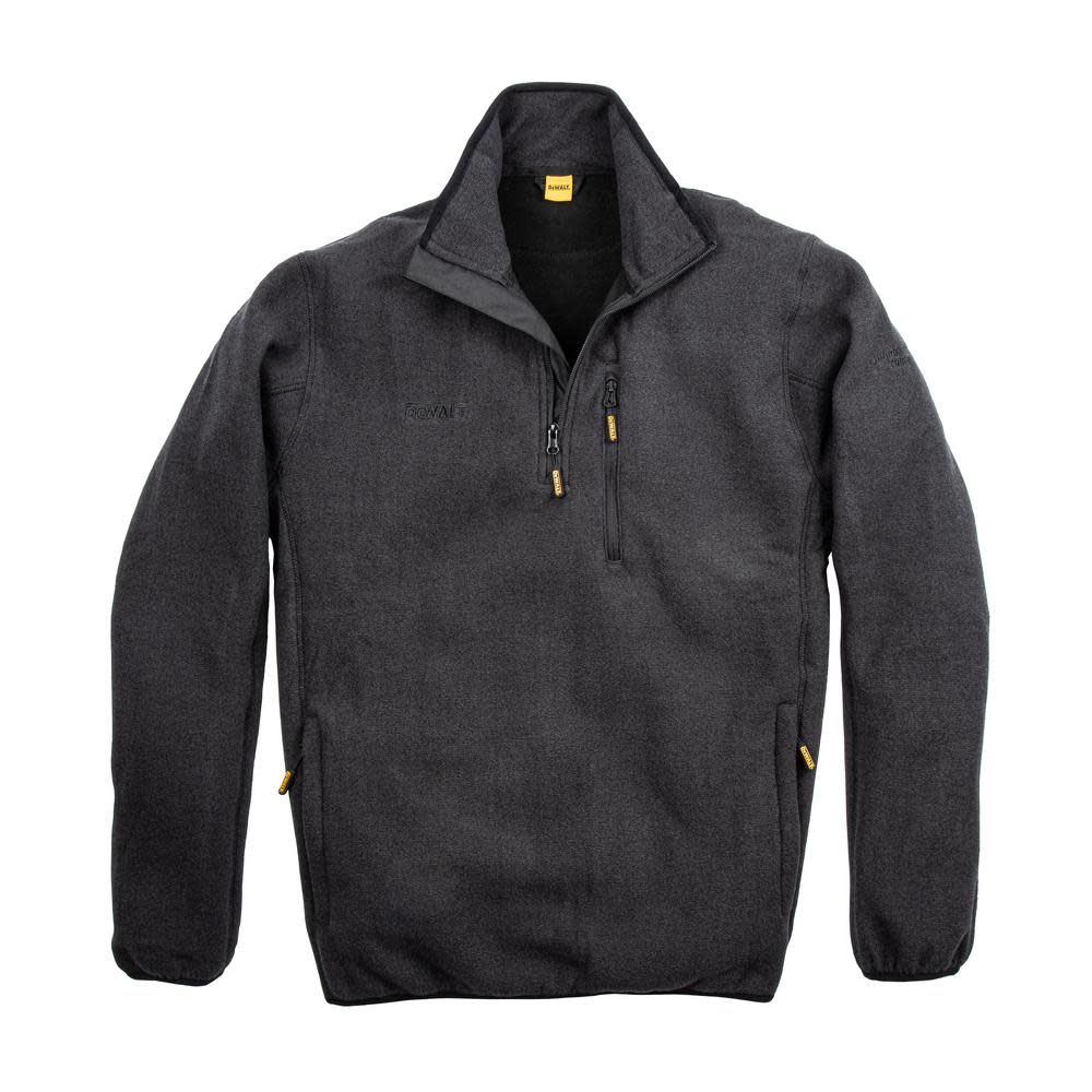 DEWALT 1/4 Zip Fleece Pullover Polyester Black 2X - Ascmtools