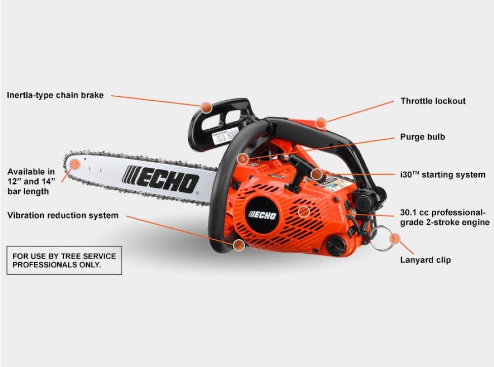 Echo Top Handle Chainsaw with 12″ Bar & Chain 30.1cc - Ascmtools