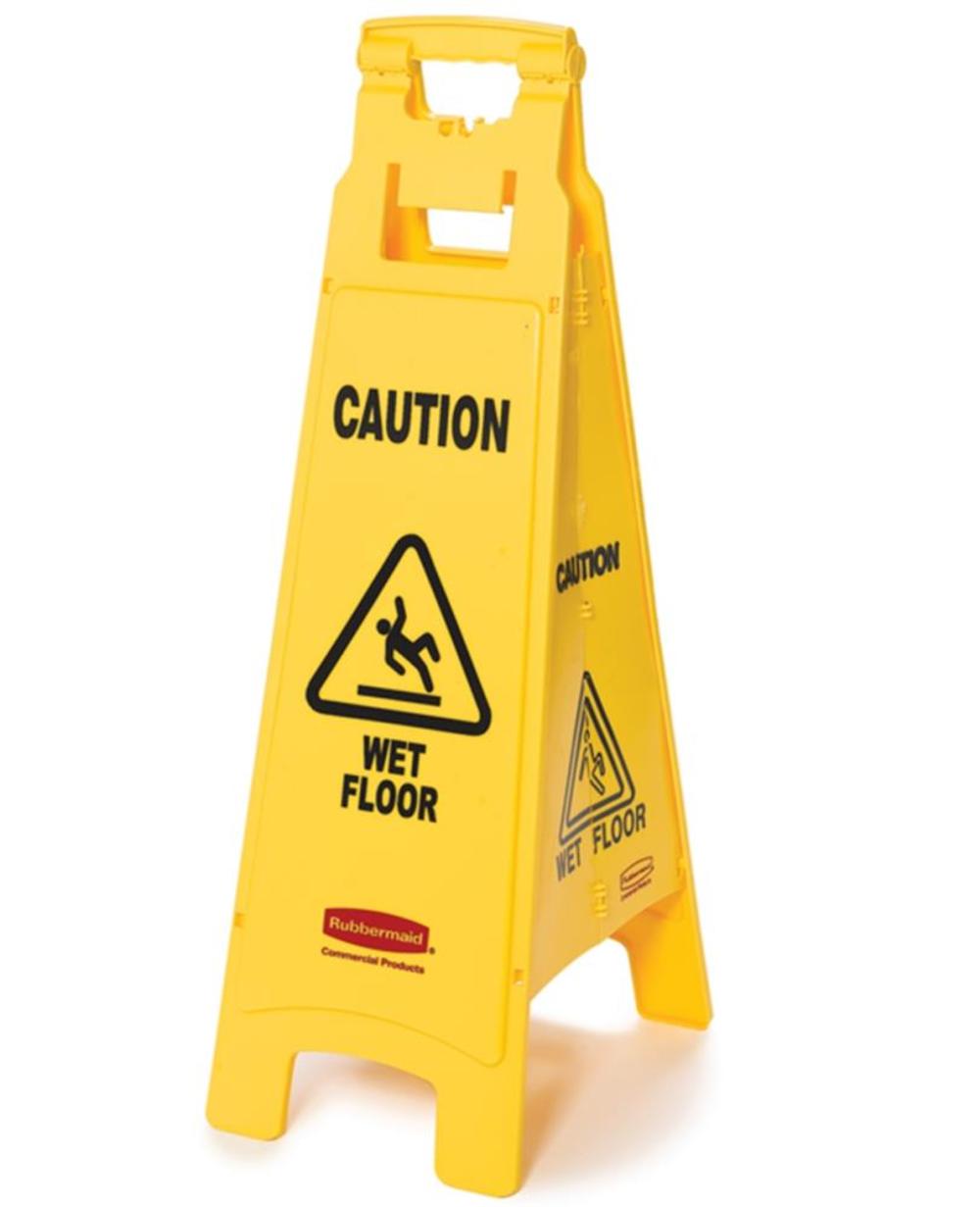 Rubbermaid Floor Sign with Caution Wet Floor Imprint 4-Sided - Ascmtools