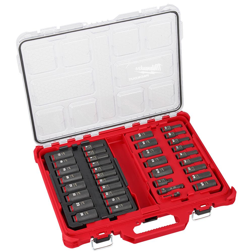 Milwaukee SHOCKWAVE Impact Duty Socket 3/8 Dr 36pc SAE/MM PACKOUT Set - Ascmtools