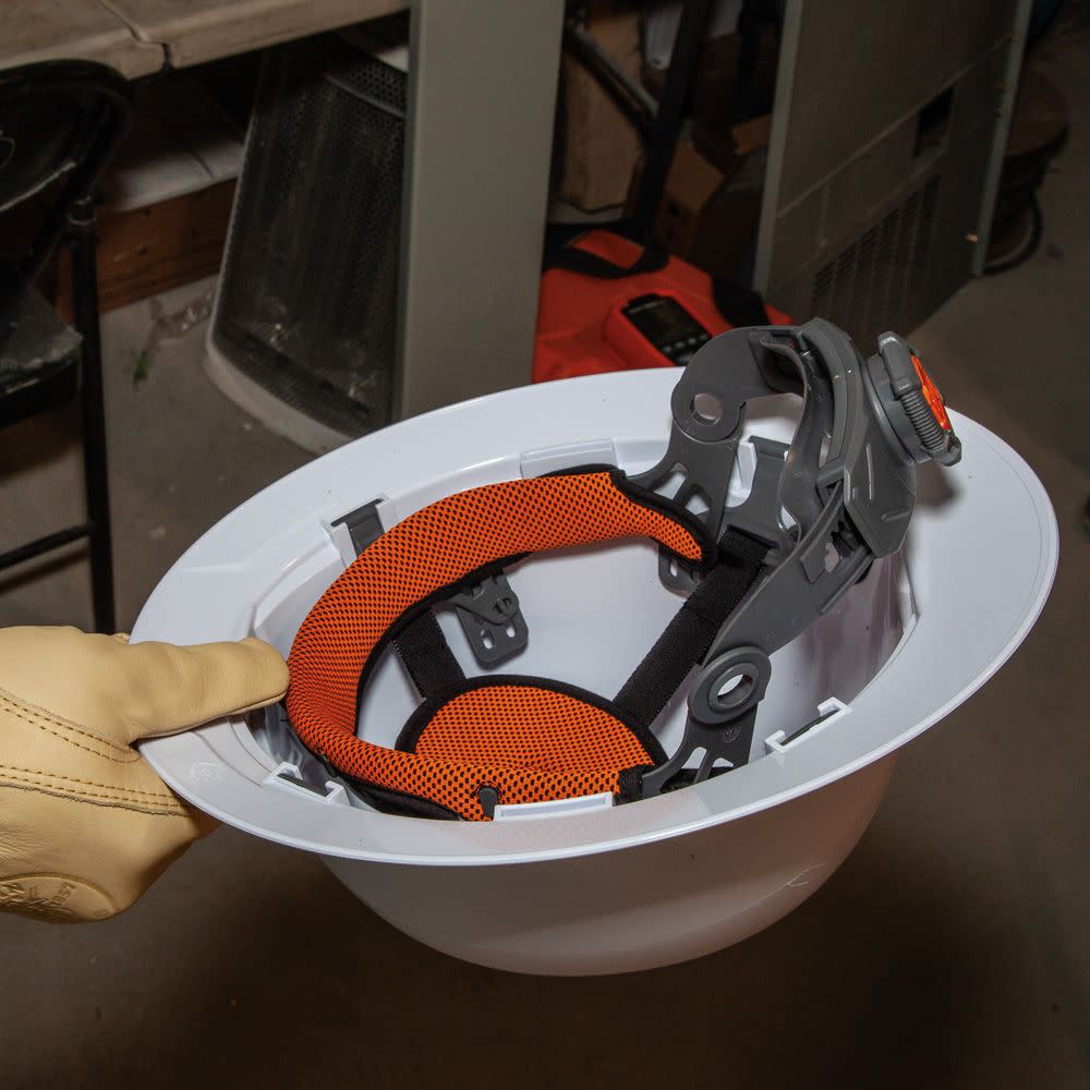 Klein Tools Hard Hat Non-vented Full Brim with Rechargeable Headlamp White - Ascmtools