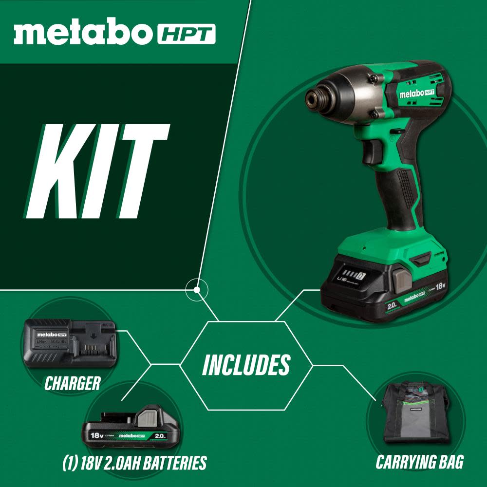 Metabo HPT 18V Impact Driver Cordless Brushed Kit - Ascmtools