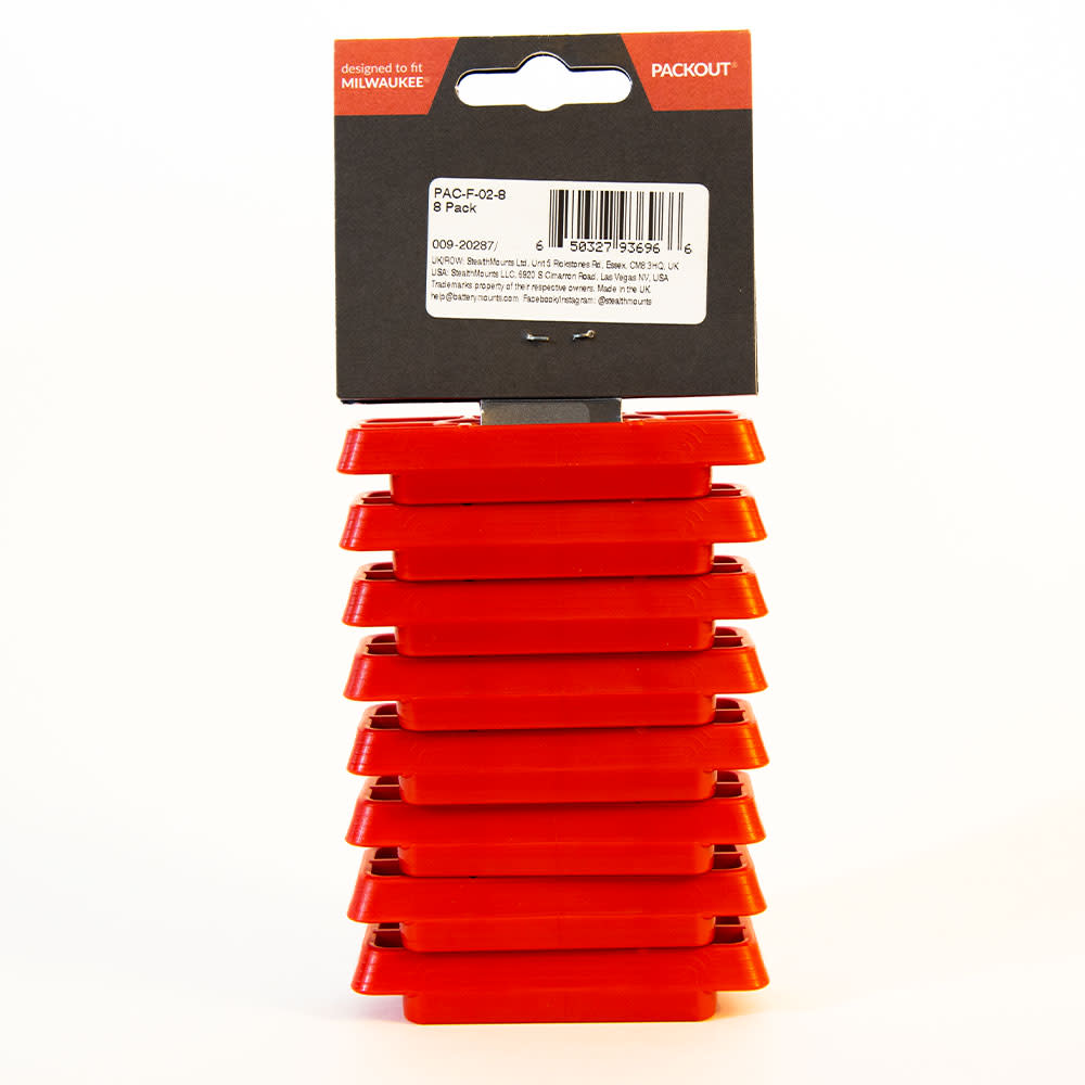Stealthmounts Battery Mount Milwaukee PACKOUT Feet Red 8pk - Ascmtools