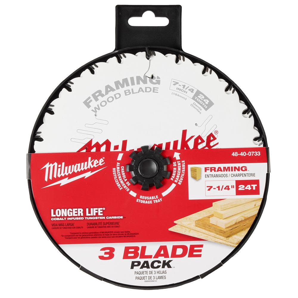 Milwaukee 7-1/4″ 24T Framing Circular Saw Blade 3PK - Ascmtools