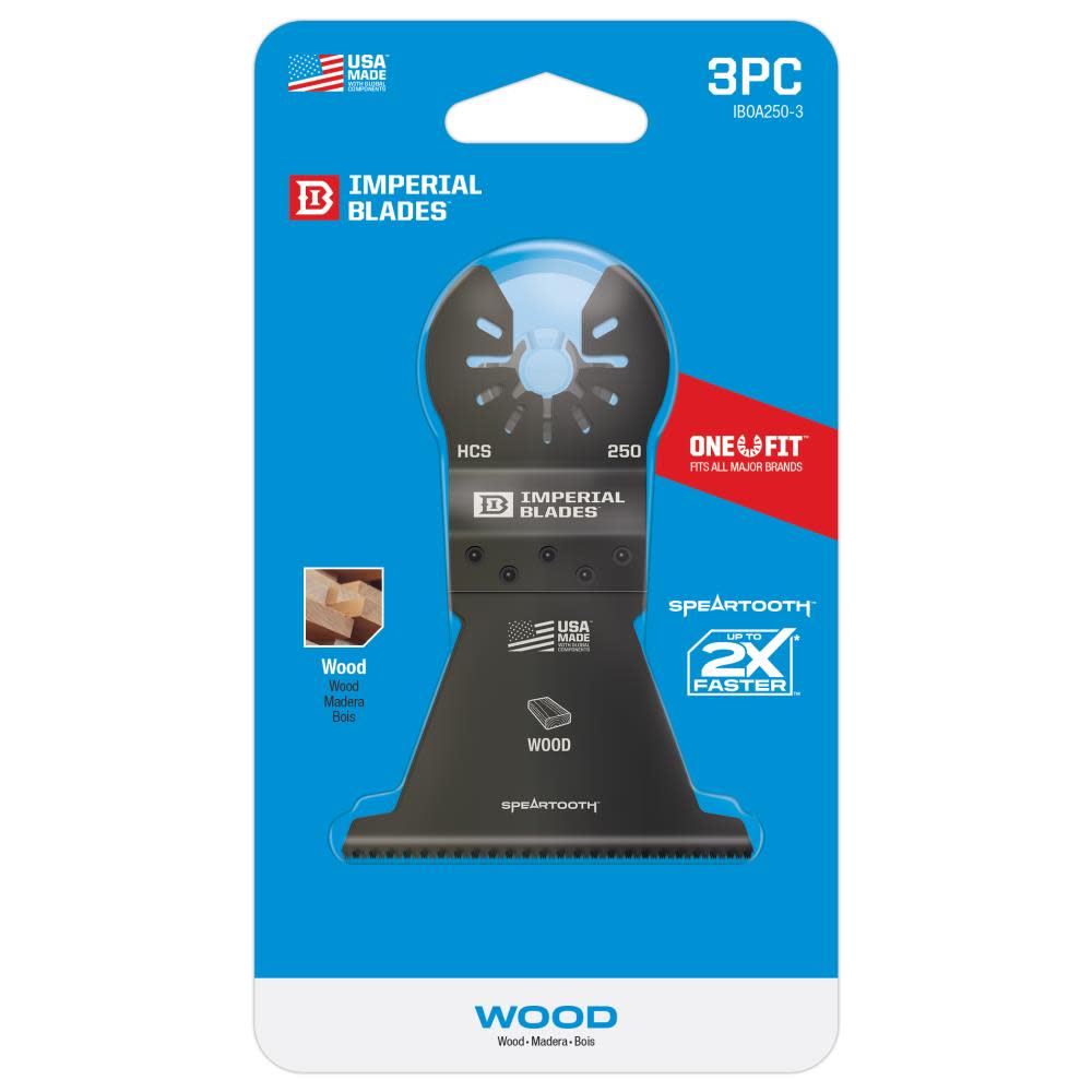 Imperial Blades One Fit 2-1/2″ Speartooth Fast Cut Wood Blade 3PC - Ascmtools