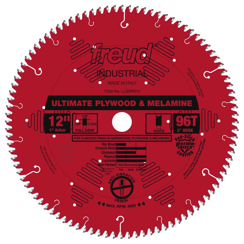 Freud 12 In. x 96T Ultimate Plywood & Melamine Blade - Ascmtools