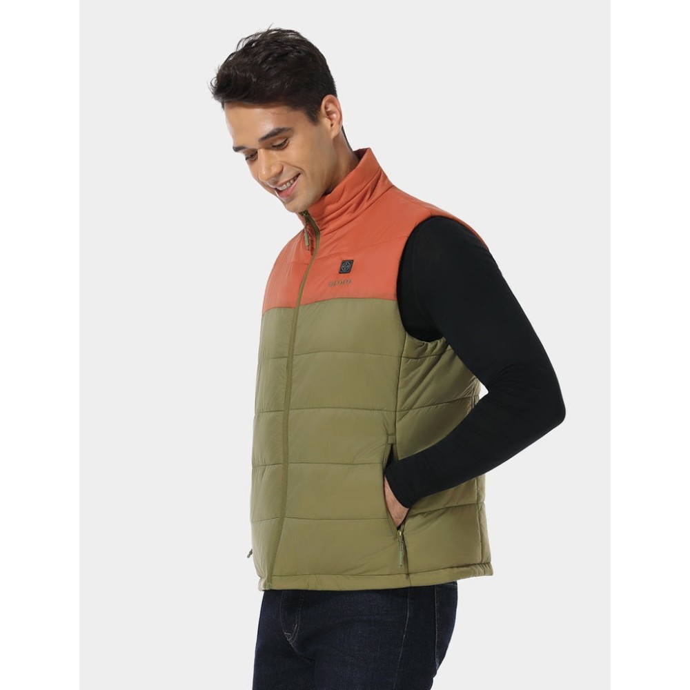 ORORO Mens Persimmon & Olive Classic Heated Vest Kit XL - Ascmtools