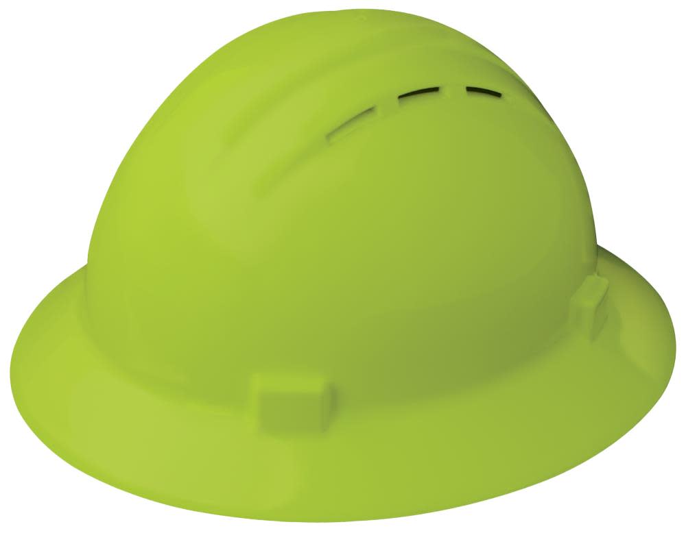 ERB Hi-Vis Lime Americana Full Brim Vent Hard Hat Ratchet Suspension - Ascmtools