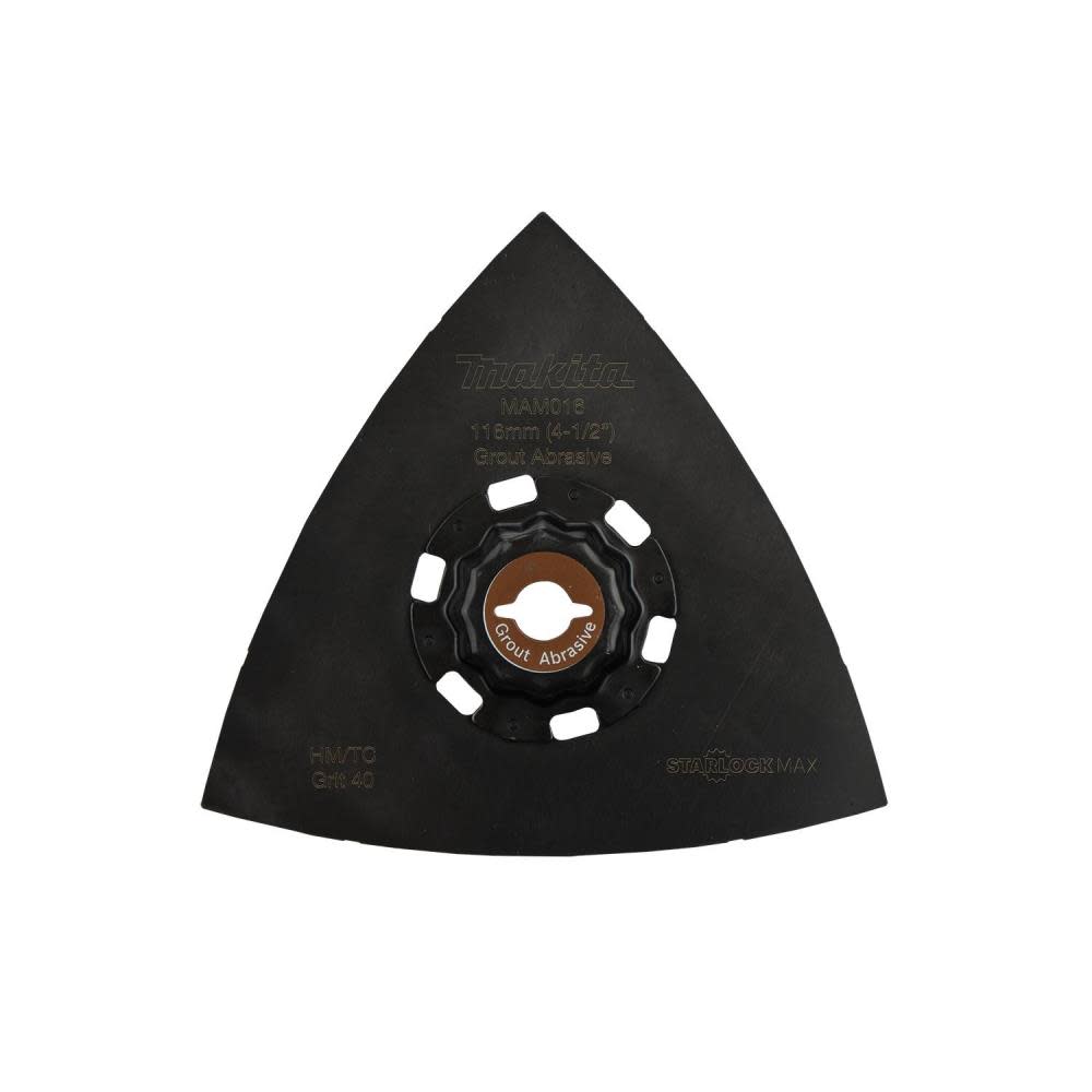 Makita StarlockMax Oscillating Multi Tool 4 1/2″ Tungsten Carbide 40 Grit Delta Triangle Sanding Pad - Ascmtools