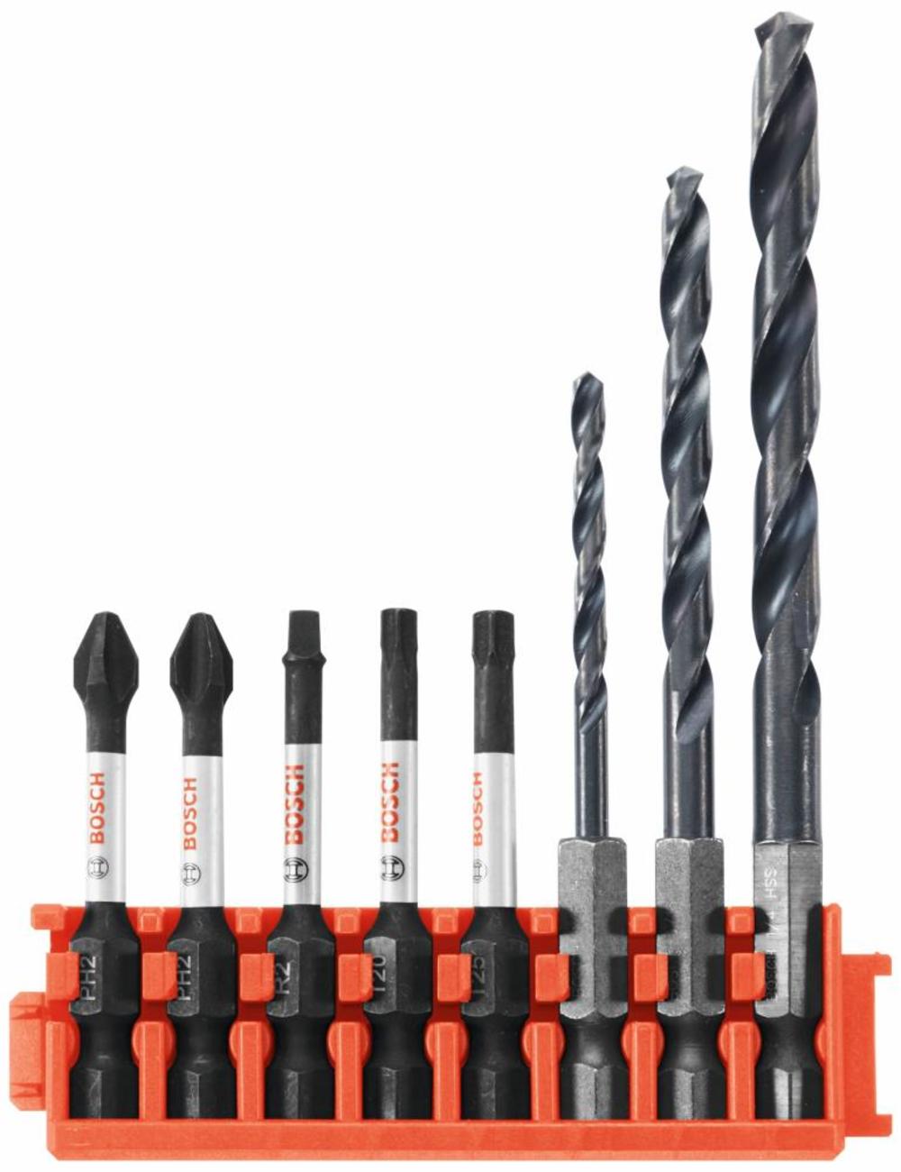 Bosch 8 pc Impact Tough Black Oxide Drill and Drive Bits with Clip for Custom Case System - Ascmtools