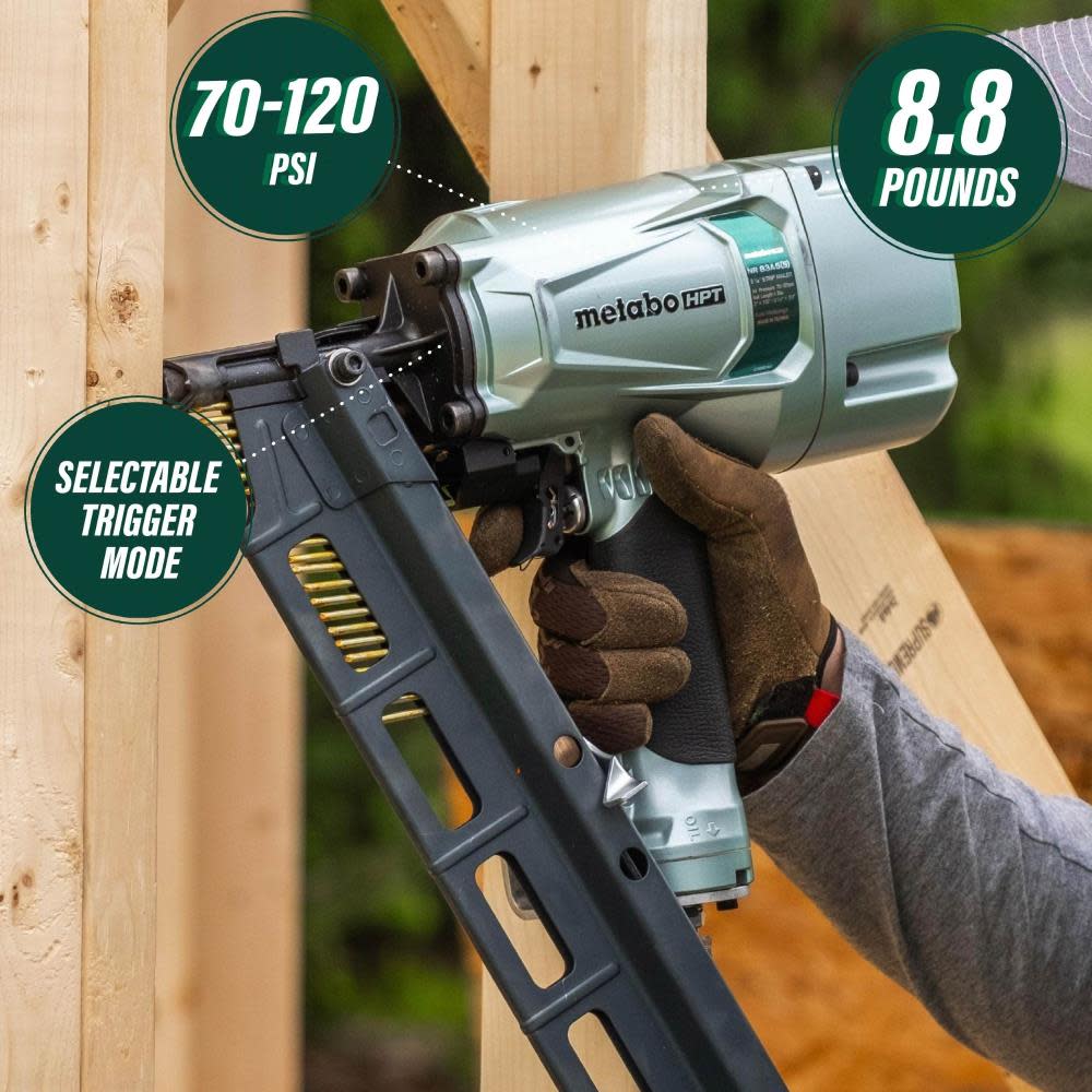 Metabo HPT 3 1/4″ Round Head Framing Pneumatic Nailer - Ascmtools