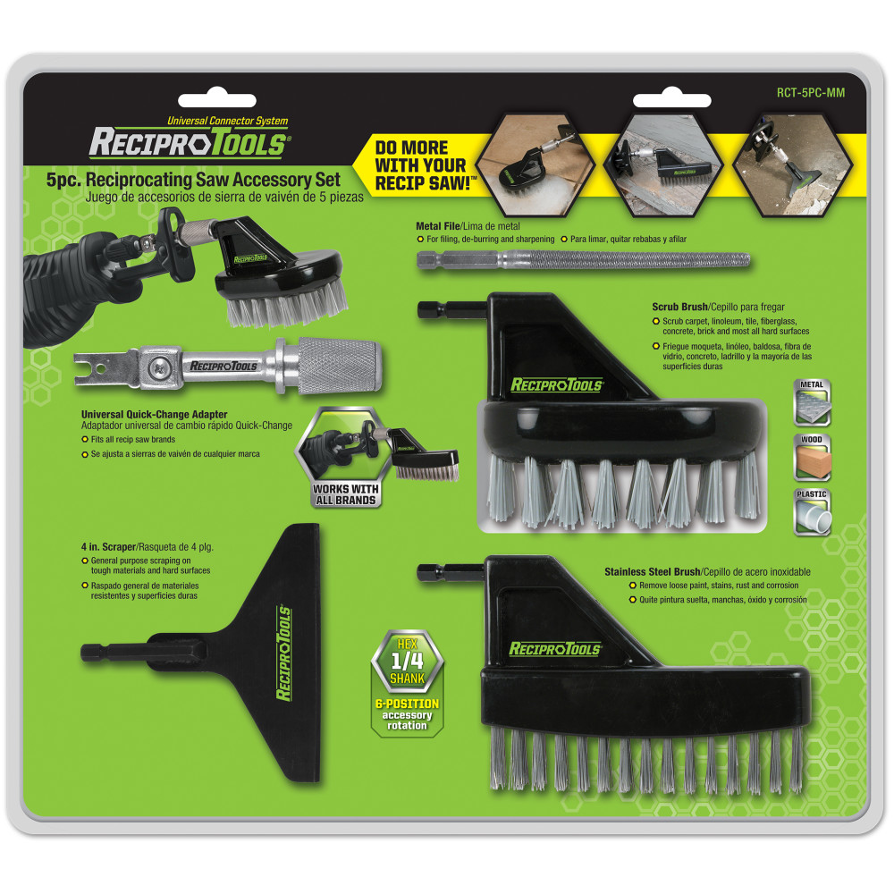 Reciprotools Attachment Set 5pc for Recipro Adapter - Ascmtools