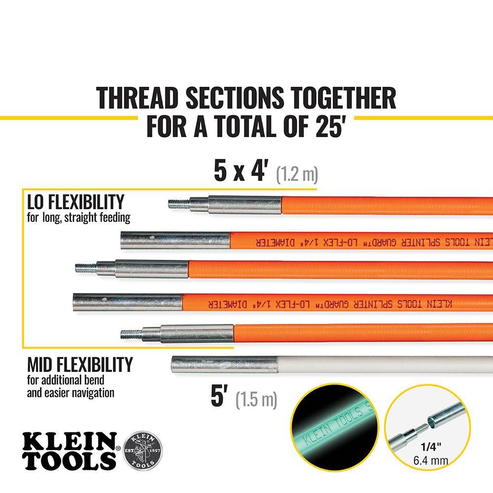 Klein Tools 25′ (7.6 m) Fish and Glow Rod Set - Ascmtools