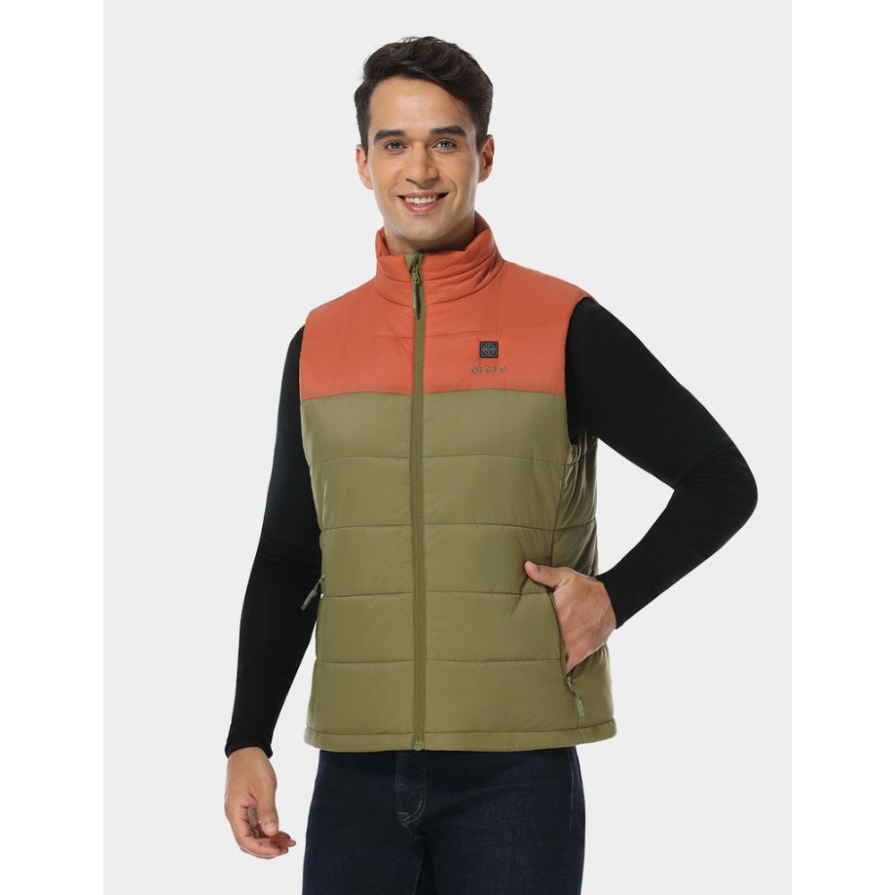 ORORO Mens Persimmon & Olive Classic Heated Vest Kit XL - Ascmtools