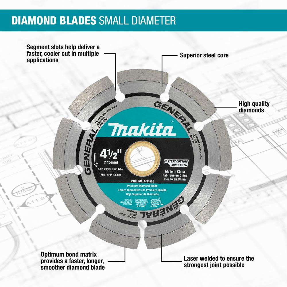 Makita 4″ Diamond Blade Segmented General Purpose - Ascmtools