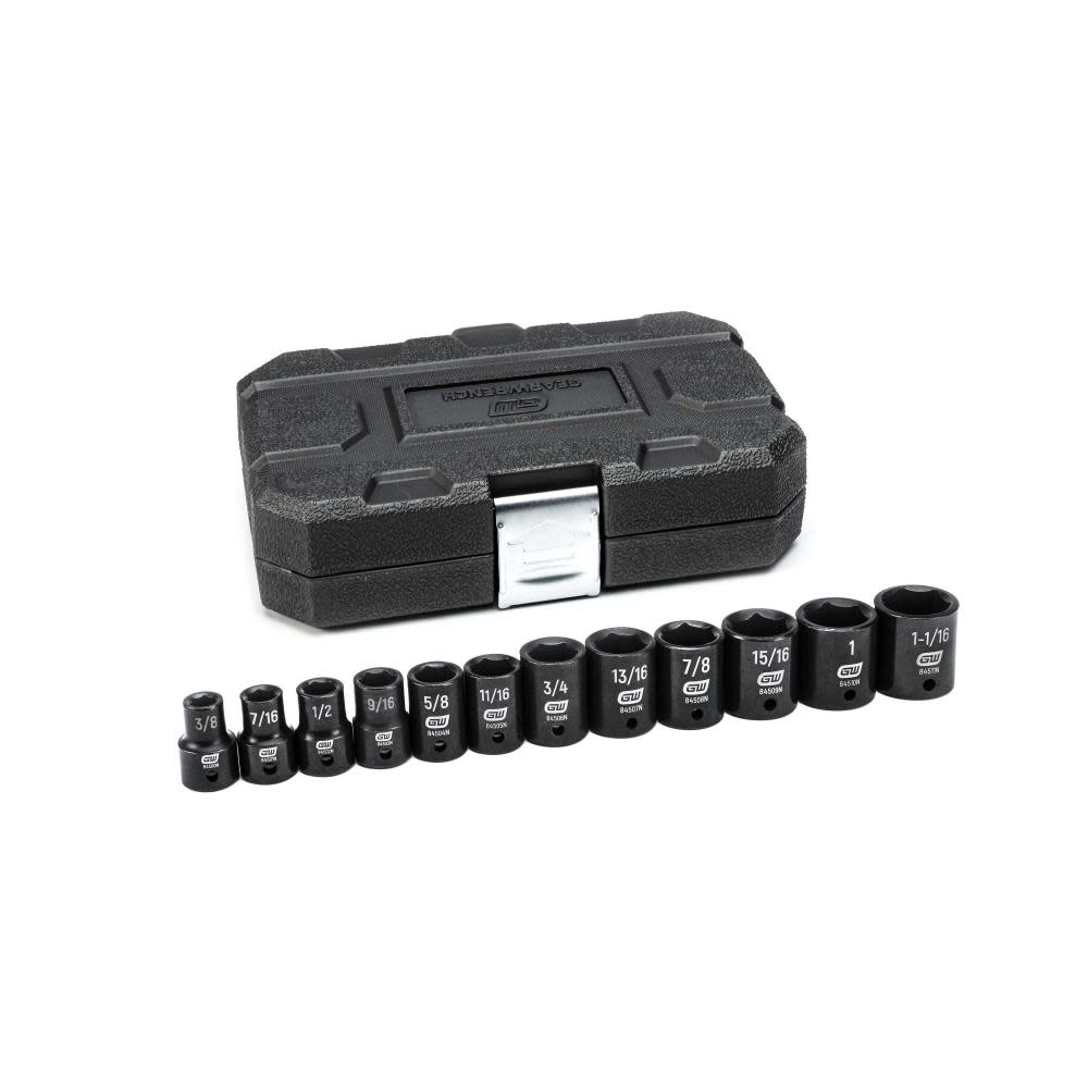 GEARWRENCH 12 Pc 1/2″ Drive 6 Point Standard Impact SAE Socket Set - Ascmtools