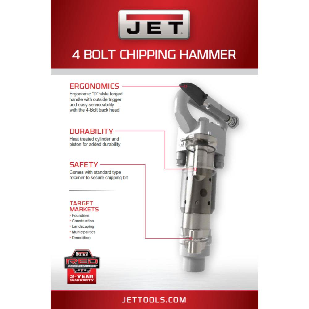 JET 3″ 4 Bolt Chipping Hammer Hex Shank - Ascmtools