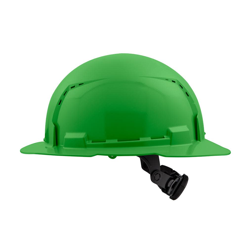 Milwaukee Green Full Brim Vented Hard Hat with 6pt Ratcheting Suspension Type 1 Class C - Ascmtools