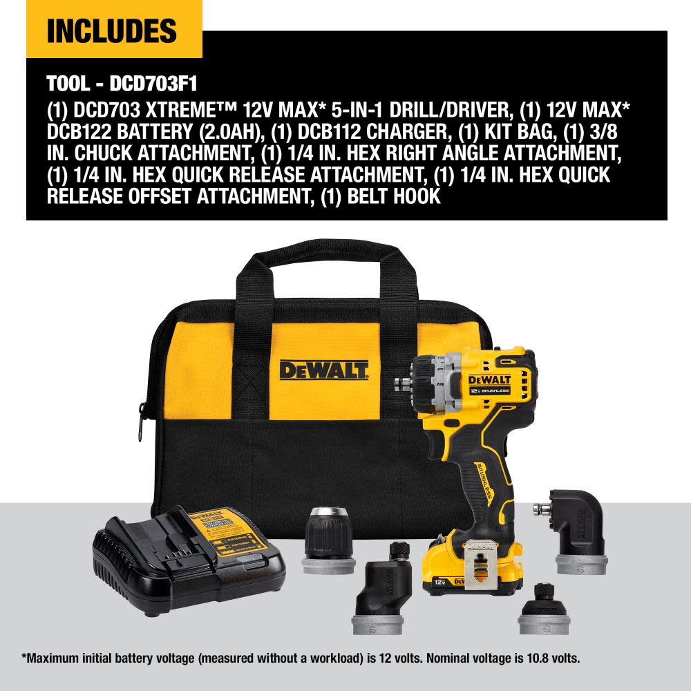 DEWALT XTREME 12V MAX 5 in 1 Drill/Driver Brushless Cordless Kit - Ascmtools