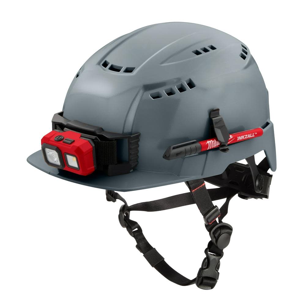 Milwaukee Gray Front Brim Vented Helmet with BOLT – Type 2 Class C - Ascmtools