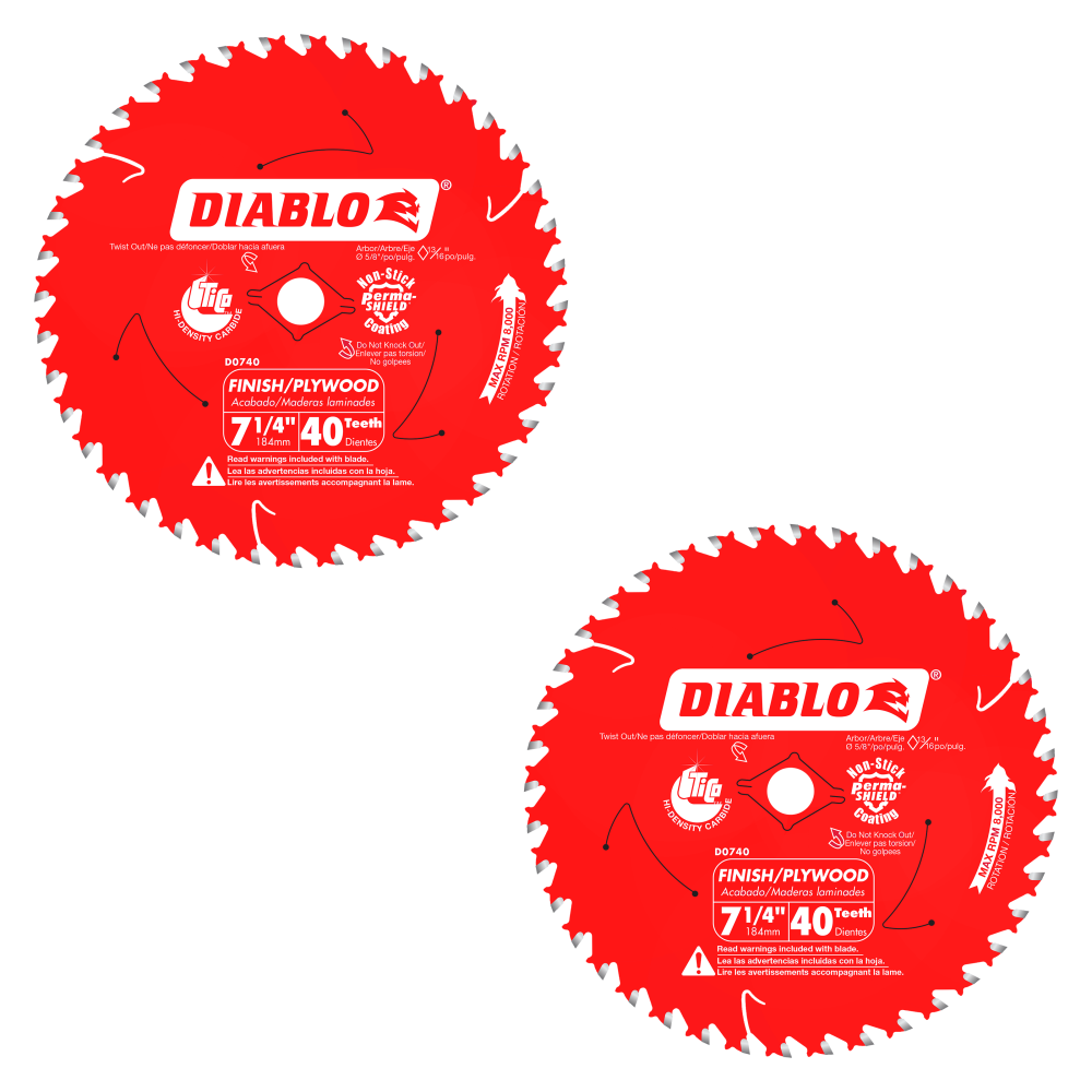 Diablo Tools 71/4″x 40-Tooth Finish Saw Blade Value Pack 2 Pack - Ascmtools
