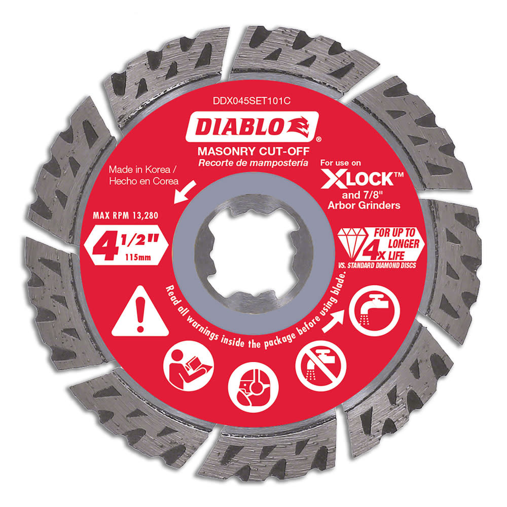 Diablo Tools 4-1/2 in. Diamond Segmented Turbo Masonry Cut-Off with X-LOCK arbor - Ascmtools