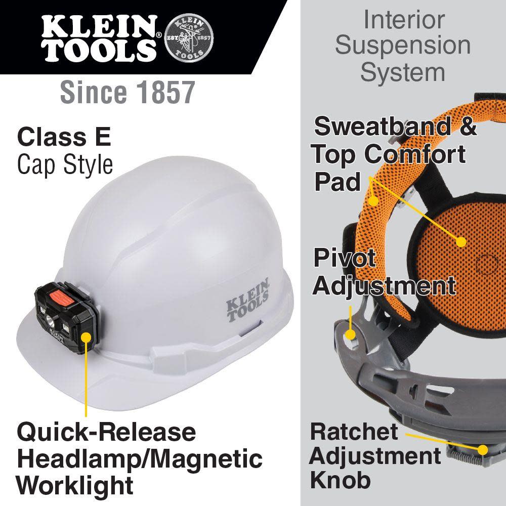 Klein Tools Non-Vented Hard Hat Cap with Headlamp - Ascmtools