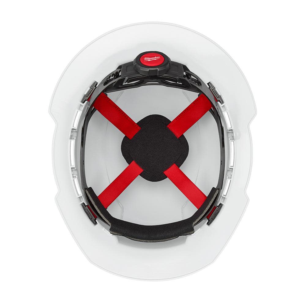 Milwaukee White Full Brim Vented Hard Hat with 4pt Ratcheting Suspension Type 1 Class C - Ascmtools