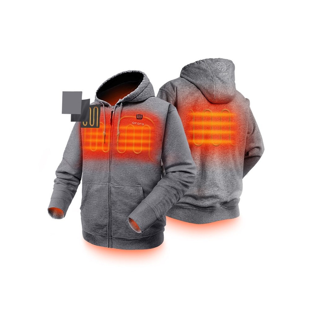 ORORO Unisex Flecking Gray Heated Fleece Hoodie Kit 3X - Ascmtools