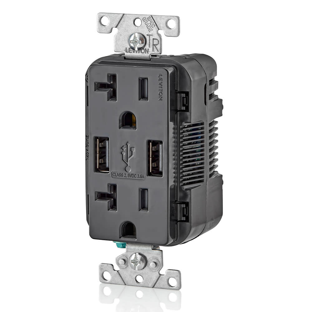 Leviton 20A 125V Black Combination Duplex Receptacle/Outlet - Ascmtools