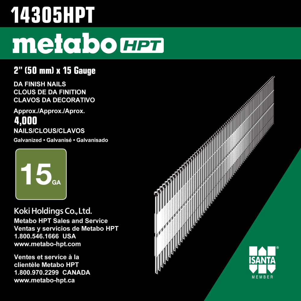 Metabo HPT Finished Nails Angled 2″ 15 Gauge 4000qty - Ascmtools