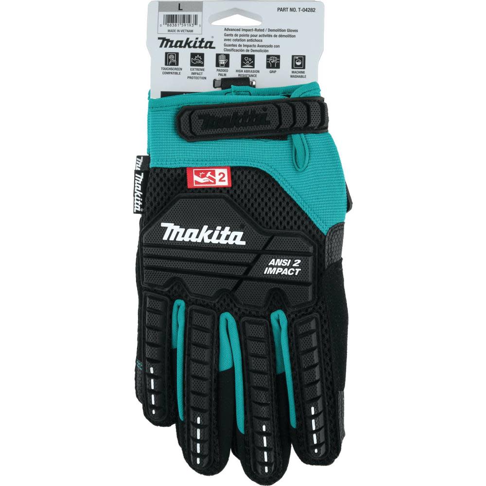 Makita Demolition Gloves Advanced ANSI 2 Impact Rated Large - Ascmtools